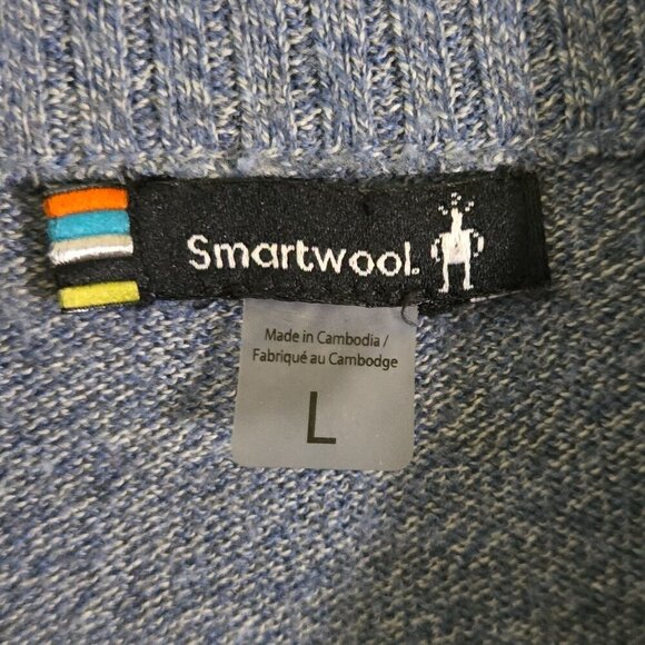 Smartwool 1/2 Zip Base Layer Sweater Blue Heather Wool Blend Size L - Picture 5 of 7